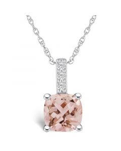 Morganite (2 Ct. T.W.) and Diamond Accent Pendant Necklace in 14K White Gold