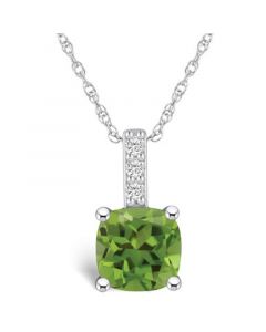 Peridot (2-3/8 Ct. T.W.) and Diamond Accent Pendant Necklace in 14K White Gold