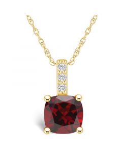 Garnet (2-3/4 Ct. T.W.) and Diamond Accent Pendant Necklace in 14K Yellow Gold