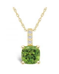 Peridot (2-3/8 Ct. T.W.) and Diamond Accent Pendant Necklace in 14K Yellow Gold