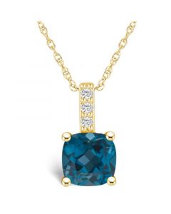 London Blue Topaz (2-3/4 Ct. T.W.) and Diamond Accent Pendant Necklace in 14K Yellow Gold