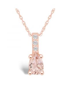 Morganite (3/4 Ct. T.W.) and Diamond Accent Pendant Necklace in 14K Rose Gold