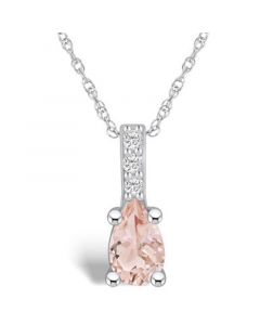 Morganite (3/4 Ct. T.W.) and Diamond Accent Pendant Necklace in 14K White Gold