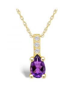 Amethyst (7/8 Ct. T.W.) and Diamond Accent Pendant Necklace in 14K Yellow Gold