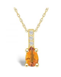 Citrine (7/8 Ct. T.W.) and Diamond Accent Pendant Necklace in 14K Yellow Gold