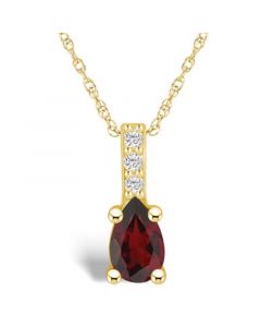 Garnet (1-1/10 Ct. T.W.) and Diamond Accent Pendant Necklace in 14K Yellow Gold