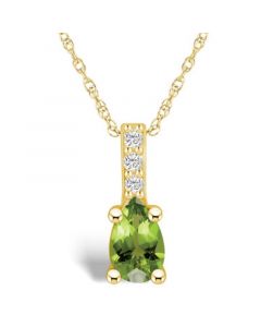 Peridot (1 Ct. T.W.) and Diamond Accent Pendant Necklace in 14K Yellow Gold