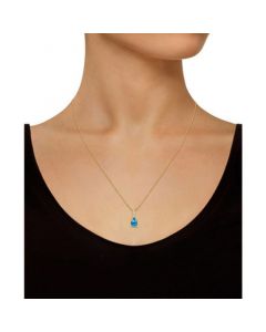 Blue Topaz (1 Ct. T.W.) and Diamond Accent Pendant Necklace in 14K Yellow Gold