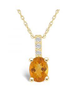 Citrine (1-1/5 Ct. T.W.) and Diamond Accent Pendant Necklace in 14K Yellow Gold