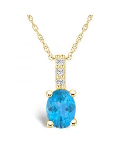 Blue Topaz (1-5/8 Ct. T.W.) and Diamond Accent Pendant Necklace in 14K Yellow Gold