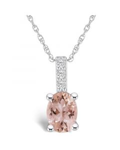 Morganite (1-1/7 Ct. T.W.) and Diamond Accent Pendant Necklace in 14K White Gold