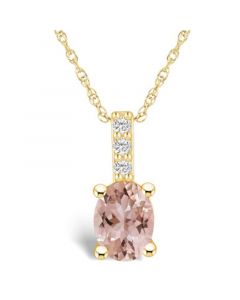 Morganite (1-1/7 Ct. T.W.) and Diamond Accent Pendant Necklace in 14K Yellow Gold