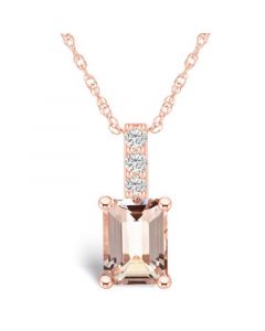 Morganite (1-3/8 Ct. T.W.) and Diamond Accent Pendant Necklace in 14K Rose Gold