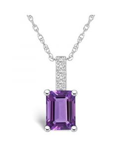 Amethyst (1-5/8 Ct. T.W.) and Diamond Accent Pendant Necklace in 14K White Gold