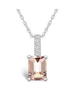 Morganite (1-3/8 Ct. T.W.) and Diamond Accent Pendant Necklace in 14K White Gold