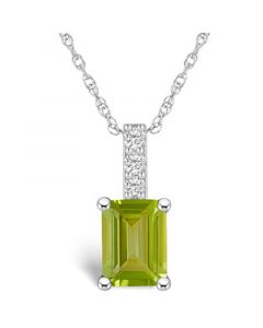 Peridot (1-3/4 Ct. T.W.) and Diamond Accent Pendant Necklace in 14K White Gold