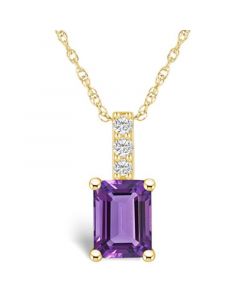 Amethyst (1-5/8 Ct. T.W.) and Diamond Accent Pendant Necklace in 14K Yellow Gold