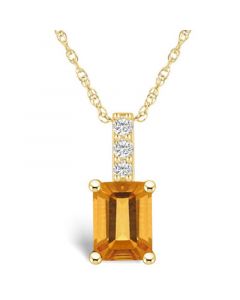 Citrine (1-5/8 Ct. T.W.) and Diamond Accent Pendant Necklace in 14K Yellow Gold