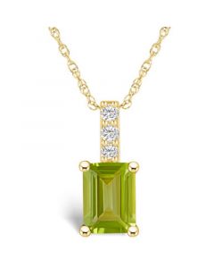 Peridot (1-3/4 Ct. T.W.) and Diamond Accent Pendant Necklace in 14K Yellow Gold