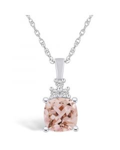 Morganite (2 Ct. T.W.) and Diamond (1/10 Ct. T.W.) Pendant Necklace in 14K White Gold