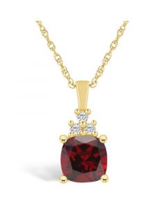 Garnet (2-3/4 Ct. T.W.) and Diamond (1/10 Ct. T.W.) Pendant Necklace in 14K Yellow Gold