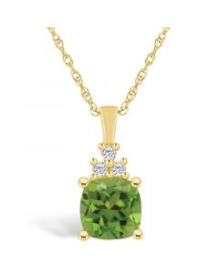 Peridot (2-3/8 Ct. T.W.) and Diamond (1/10 Ct. T.W.) Pendant Necklace in 14K Yellow Gold