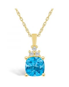 Blue Topaz (2-3/4 Ct. T.W.) and Diamond (1/10 Ct. T.W.) Pendant Necklace in 14K Yellow Gold