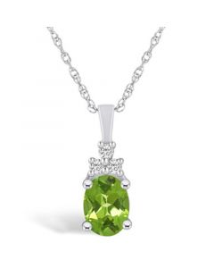 Peridot (1-1/3 Ct. T.W.) and Diamond (1/10 Ct. T.W.) Pendant Necklace in 14K White Gold