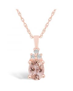 Morganite (1-1/7 Ct. T.W.) and Diamond (1/10 Ct. T.W.) Pendant Necklace in 14K Rose Gold