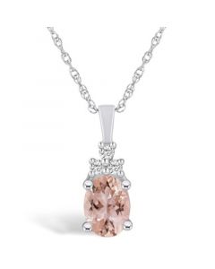 Morganite (1-1/7 Ct. T.W.) and Diamond (1/10 Ct. T.W.) Pendant Necklace in 14K White Gold