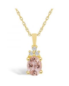 Morganite (1-1/7 Ct. T.W.) and Diamond (1/10 Ct. T.W.) Pendant Necklace in 14K Yellow Gold