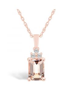 Morganite (1-3/8 Ct. T.W.) and Diamond (1/10 Ct. T.W.) Pendant Necklace in 14K Rose Gold