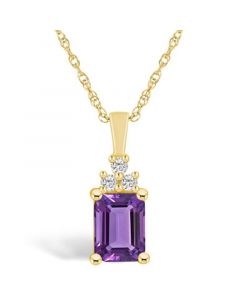 Amethyst (1-5/8 Ct. T.W.) and Diamond (1/10 Ct. T.W.) Pendant Necklace in 14K Yellow Gold