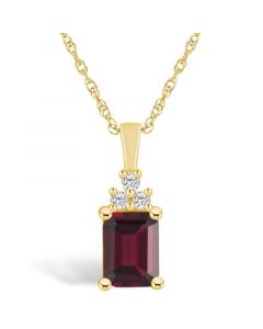 Garnet (2 Ct. T.W.) and Diamond (1/10 Ct. T.W.) Pendant Necklace in 14K Yellow Gold