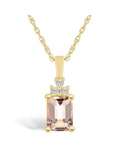 Morganite (1-3/8 Ct. T.W.) and Diamond (1/10 Ct. T.W.) Pendant Necklace in 14K Yellow Gold