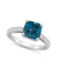 London Blue Topaz (2-3/4 Ct. T.W.) and Diamond (1/3 Ct. T.W.) Ring in 14K White Gold