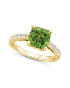 Peridot (2-3/8 Ct. T.W.) and Diamond (1/3 Ct. T.W.) Ring in 14K Yellow Gold