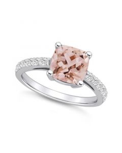 Morganite (2 Ct. T.W.) and Diamond (1/3 Ct. T.W.) Ring in 14K White Gold