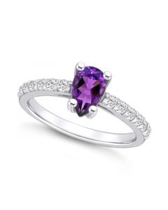 Amethyst (7/8 Ct. T.W.) and Diamond (1/3 Ct. T.W.) Ring in 14K White Gold