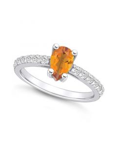 Citrine (7/8 Ct. T.W.) and Diamond (1/3 Ct. T.W.) Ring in 14K White Gold