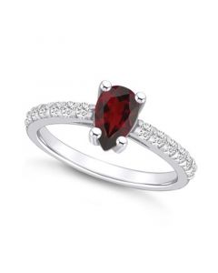 Garnet (1-1/10 Ct. T.W.) and Diamond (1/3 Ct. T.W.) Ring in 14K White Gold