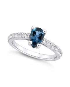 London Blue Topaz (1 Ct. T.W.) and Diamond (1/3 Ct. T.W.) Ring in 14K White Gold