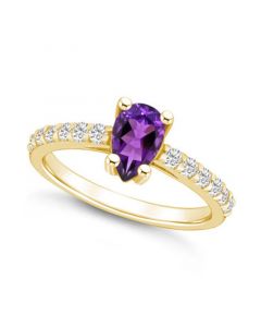 Amethyst (7/8 Ct. T.W.) and Diamond (1/3 Ct. T.W.) Ring in 14K Yellow Gold