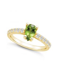 Peridot (1 Ct. T.W.) and Diamond (1/3 Ct. T.W.) Ring in 14K Yellow Gold