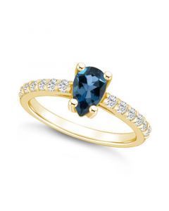 London Blue Topaz (1 Ct. T.W.) and Diamond (1/3 Ct. T.W.) Ring in 14K Yellow Gold