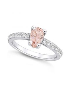 Morganite (3/4 Ct. T.W.) and Diamond (1/3 Ct. T.W.) Ring in 14K White Gold