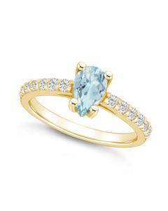 Aquamarine (3/4 Ct. T.W.) and Diamond (1/3 Ct. T.W.) Ring in 14K Yellow Gold