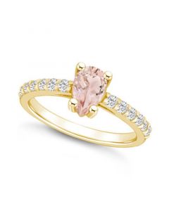 Morganite (3/4 Ct. T.W.) and Diamond (1/3 Ct. T.W.) Ring in 14K Yellow Gold