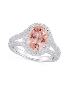 Morganite (2-1/2 ct. t.w.) and Diamond (3/4 ct. t.w.) Halo Ring in 14K White Gold