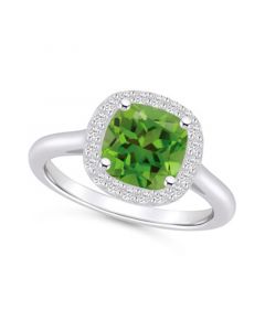 Peridot (2-3/8 ct. t.w.) and Diamond (1/4 ct. t.w.) Halo Ring in 14K White Gold